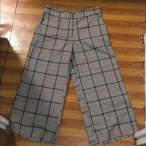 Plaid Flare Trousers